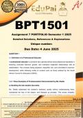 BPT1501 Assignment 7 PORTFILIO &lpar;COMPLETE ANSWERS&rpar; Semester 1 2025 - DUE  4 June 2025