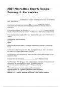 ABST Alberta Basic Security Training - Summary of other modules NEWEST 2025&sol;2026 ACTUAL COMPLETE QUESTIONS AND CORRECT DETAILED ANSWERS &lpar;VERIFIED ANSWERS&rpar;