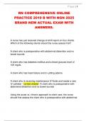 RN COMPREHENSIVE ONLINE  PRACTICE 2019 B WITH NGN 2025  BRAND NEW ACTUAL EXAM WITH  ANSWERS&period;