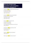 Mercury project quiz Questions and Complete Solutions Graded A&plus;