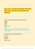 WGU C784 - APPLIED HEALTHCARE STATISTICS  OBJECTIVE ASSESSMENT QUESTIONS AND  ANSWERS