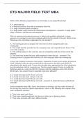ETS MAJOR FIELD TEST MBA QUESTIONS AND ANSWERS 100&percnt; CORRECT