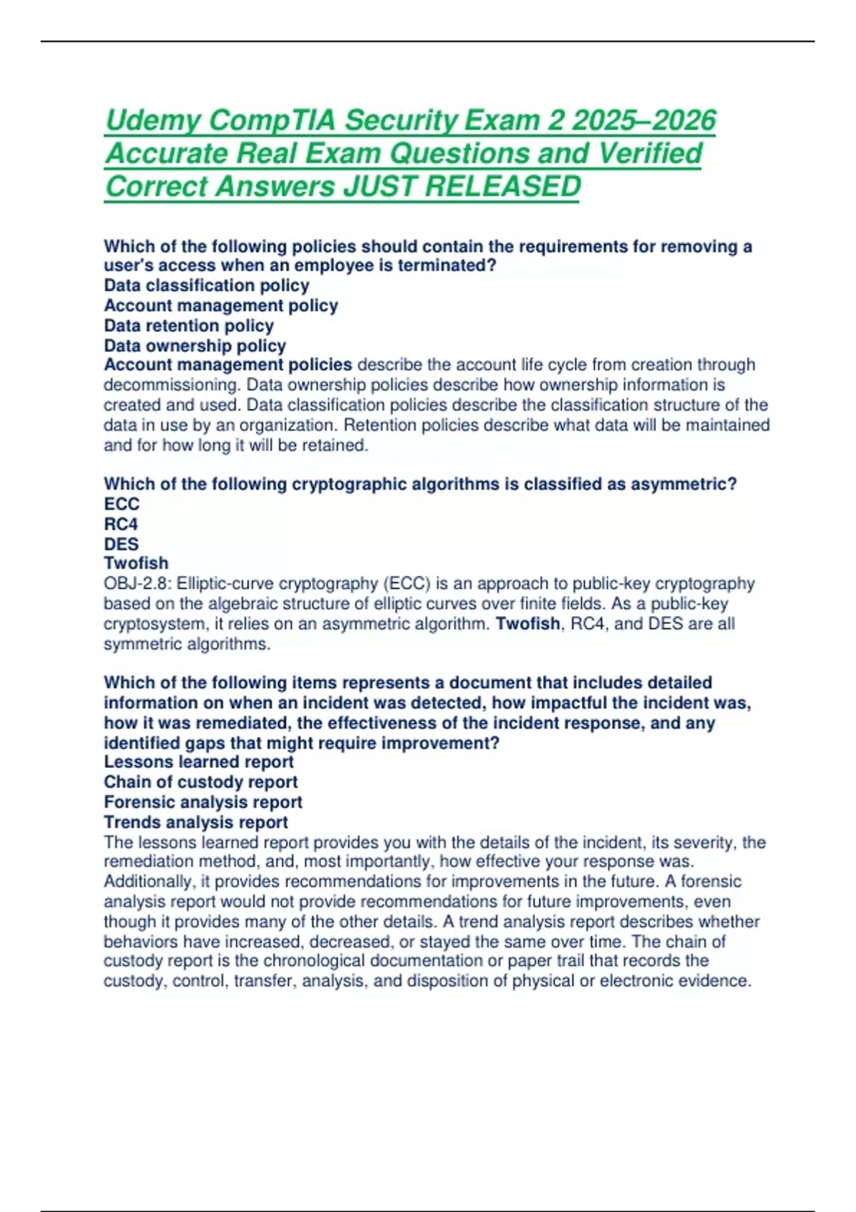 Udemy CompTIA Security+ Exam 2 – 2025–2026 – SY0-701 Practice Test ...