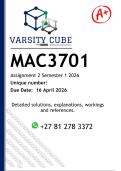 MAC3701 Assignment 2 &lpar;DETAILED ANSWERS&rpar; Semester 1 2026 - DISTINCTION GUARANTEED