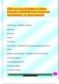 D389 Learning Strategies in Higher  Education 2025&sol;2026 Exam Questions  and Answers &vert; A&plus; Score Assured