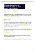 PA Appraisers License Questions and Complete Solutions Graded A&plus;