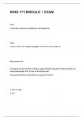 BIOD 171 MODULE 1 EXAM  QUESTIONS WITH CORRECT ANSWERS GRADED A&plus;
