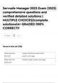 Servsafe Manager 2025 Exam &lpar;2025&rpar; comprehensive questions and verified detailed solutions &lpar; MULTIPLE CHOICES&rpar;&vert;complete solutions&vert;A&plus; GRADED &vert;100&percnt; CORRECT&excl;&excl;
