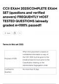 CCII EXAM 2025&vert;COMPLETE EXAM SET &lpar;questions and verified answers&rpar; FREQUENTLY MOST TESTED QUESTIONS &vert;already graded A&plus;&vert;100&percnt; passed&excl;&excl;