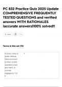 PC 832 Practice Quiz 2025 Update COMPREHENSIVE FREQUENTLY TESTED QUESTIONS and verified answers WITH RATIONALES &vert;accurate answers&vert;100&percnt; solved&excl;&excl;