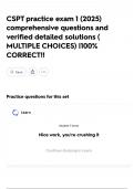 CSPT practice exam 1 &lpar;2025&rpar; comprehensive questions and verified detailed solutions &lpar; MULTIPLE CHOICES&rpar; &vert;100&percnt; CORRECT&excl;&excl;