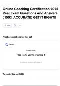Online Coaching Certification 2025 Real Exam Questions And Answers &lpar; 100&percnt; ACCURATE&rpar; GET IT RIGHT&excl;&excl;