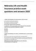 Nebraska Life and Health  Insurance practice exam  questions and answers 2025