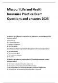 Missouri Life and Health  Insurance Practice Exam Questions and answers 2025