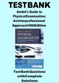 Test Bank for Seidel's Guide to Physical Examination&comma; 9th Edition By Jane W&period; Ball&comma; Joyce E&period; Dains&comma; John A&period; Flynn&comma; Barry S&period; Solomon&comma; Rosalyn W&period; Stewart ISBN&colon; 9780323481953 &vert;&vert; Chapters 1&ndash;26 Complete Guide &vert;&vert; Updated 2024&vert;2025