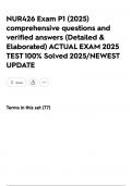 NUR426 Exam P1 &lpar;2025&rpar; comprehensive questions and verified answers &lpar;Detailed & Elaborated&rpar; ACTUAL EXAM 2025 TEST 100&percnt; Solved 2025&sol;NEWEST UPDATE