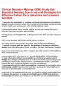 Clinical Decision Making &lpar;CDM&rpar; Study Set&colon; Essential Nursing Scenarios and Strategies for Effective Patient Care questions and answers fall 2025