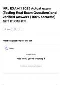 NRL EXAM 1 2025 Actual exam &lpar;Testing Real Exam Questions&rpar;and verified Answers &lpar; 100&percnt; accurate&rpar; GET IT RIGHT&excl;&excl;