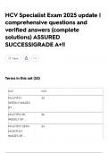 HCV Specialist Exam 2025 update &vert; comprehensive questions and verified answers &lpar;complete solutions&rpar; ASSURED SUCCESS&vert;GRADE A&plus;&excl;&excl;