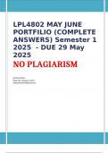 LPL4802 MAY JUNE PORTFILIO &lpar;COMPLETE ANSWERS&rpar; Semester 1 2025  - DUE 29 May 2025