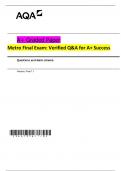 Metro Final Exam- Verified Q&A for A&plus; Success