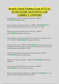 Security Guard Training Exam ACTUAL  STUDYGUIDE QUESTIONS AND  CORRECT ANSWERS