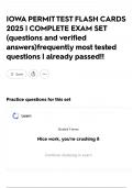 IOWA PERMIT TEST FLASH CARDS 2025 &vert; COMPLETE EXAM SET &lpar;questions and verified answers&rpar;frequently most tested questions &vert; already passed&excl;&excl;