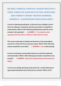 RN ADULT MEDICAL SURGICAL ONLINE PRACTICE A EXAM&period; COMPLETE EXAM WITH ACTUAL QUESTIONS AND CORRECT EXPERT VERIFIED ANSWERS&period; GRADED A&plus;&period; GUARANTEED EXAM EXCELLENCE&period;