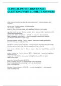 CLINICAL PATHOLOGY EXAM 1 QUESTIONS WITH CORRECT ANSWERS