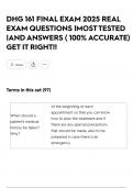 DHG 161 FINAL EXAM  2025 REAL EXAM QUESTIONS &vert;MOST TESTED &vert;AND ANSWERS &lpar; 100&percnt; ACCURATE&rpar; GET IT RIGHT&excl;&excl;