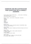 EXERCISE AND RELAXATION EXAM PREP QUESTIONS WITH CORRECT ANSWERS