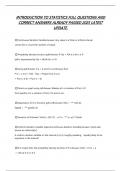INTRODUCTION TO STATISTICS FULL QUESTIONS AND CORRECT ANSWERS ALREADY PASSED 2025 LATEST UPDATE