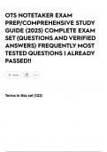 OTS NOTETAKER EXAM PREP&sol;COMPREHENSIVE STUDY GUIDE &lpar;2025&rpar; COMPLETE EXAM SET &lpar;QUESTIONS AND VERIFIED ANSWERS&rpar; FREQUENTLY MOST TESTED QUESTIONS &vert; ALREADY PASSED&excl;&excl;