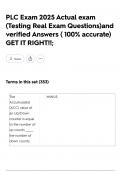 PLC Exam 2025 Actual exam &lpar;Testing Real Exam Questions&rpar;and verified Answers &lpar; 100&percnt; accurate&rpar; GET IT RIGHT&excl;&excl;&semi;ml