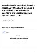 Introduction to Industrial Security &lpar;2025&rpar; ACTUAL EXAM &lpar;detailed & elaborated&rpar; comprehensive questions and verified accurate solution 2025 TEST&excl;&excl;