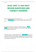 HVAC UNIT 31 GAS HEAT REVIEW QUESTIONS AND CORRECT ANSWERS