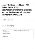 Jersey College MedSurg 1 RN FINAL EXAM 2025 update&vert;comprehensive questions and verified answers &lpar;complete solutions&rpar; GRADE A&plus;&excl;&excl;