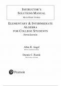 Solutions Manual for Elementary and Intermediate Algebra for College Students 5th Edition by Allen R&period; Angel&comma; All Chapters 1-15