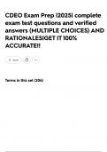 CDEO Exam Prep &vert;2025&vert; complete exam test questions and verified answers &lpar;MULTIPLE CHOICES&rpar; AND RATIONALES&vert;GET IT 100&percnt; ACCURATE&excl;&excl;