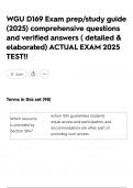 WGU D169 Exam prep&sol;study guide &lpar;2025&rpar; comprehensive questions and verified answers &lpar; detailed & elaborated&rpar; ACTUAL EXAM 2025 TEST&excl;&excl;