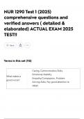 NUR 1290 Test 1 &lpar;2025&rpar; comprehensive questions and verified answers &lpar; detailed & elaborated&rpar; ACTUAL EXAM 2025 TEST&excl;&excl;