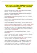Hospitality Revenue Management final exam review questions and answers 2025