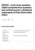NDHCE - mock exam questions &lpar;2025&rpar; comprehensive questions and verified answers &lpar; detailed & elaborated&rpar; ACTUAL EXAM 2025 TEST&excl;&excl;