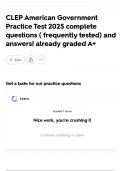 CLEP American Government Practice Test 2025 complete questions &lpar; frequently tested&rpar; and answers&vert; already graded A&plus;