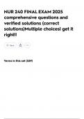 NUR 240 FINAL EXAM 2025 comprehensive questions and verified solutions &lpar;correct solutions&rpar;Multiple choices&vert; get it right&excl;&excl;