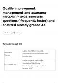 Quality improvement&comma; management&comma; and assurance ABQAURP&colon; 2025 complete questions &lpar; frequently tested&rpar; and answers&vert; already graded A&plus;