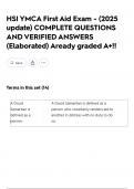 HSI YMCA First Aid Exam - &lpar;2025 update&rpar; COMPLETE QUESTIONS AND VERIFIED ANSWERS &lpar;Elaborated&rpar; Aready graded A&plus;&excl;&excl;