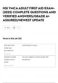 HSI YMCA ADULT FIRST AID EXAM- &lpar;2025&rpar; COMPLETE QUESTIONS AND VERIFIED ANSWERS&sol;GRADE A&plus; ASSURED&sol;NEWEST UPDATE