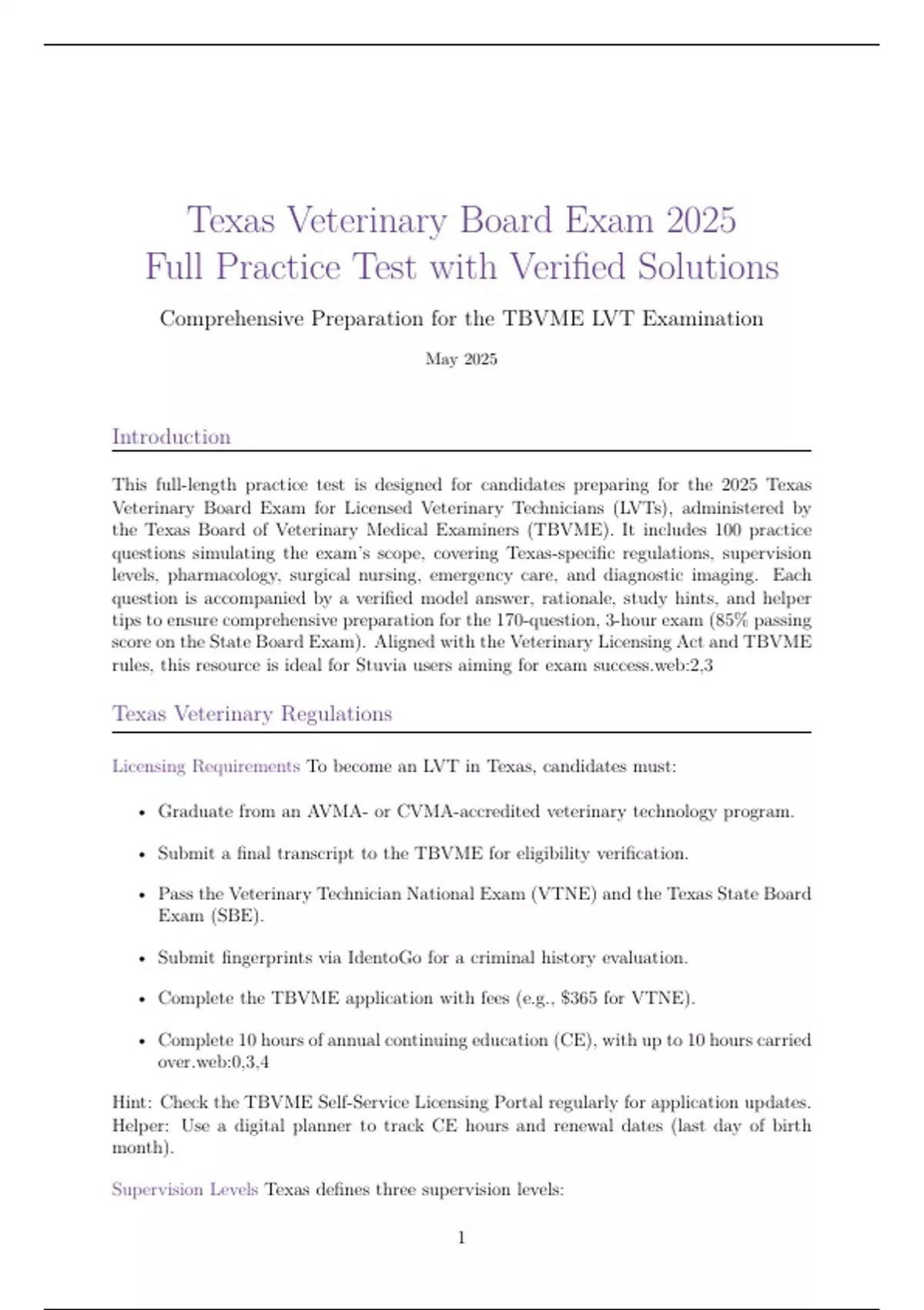 Texas Veterinary Board Exam 2025 Full Practice Test with Verified ...