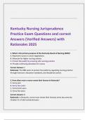 Kentucky Nursing Jurisprudence  Practice Exam Questions and correct  Answers &lpar;Verified Answers&rpar; with  Rationales 2025